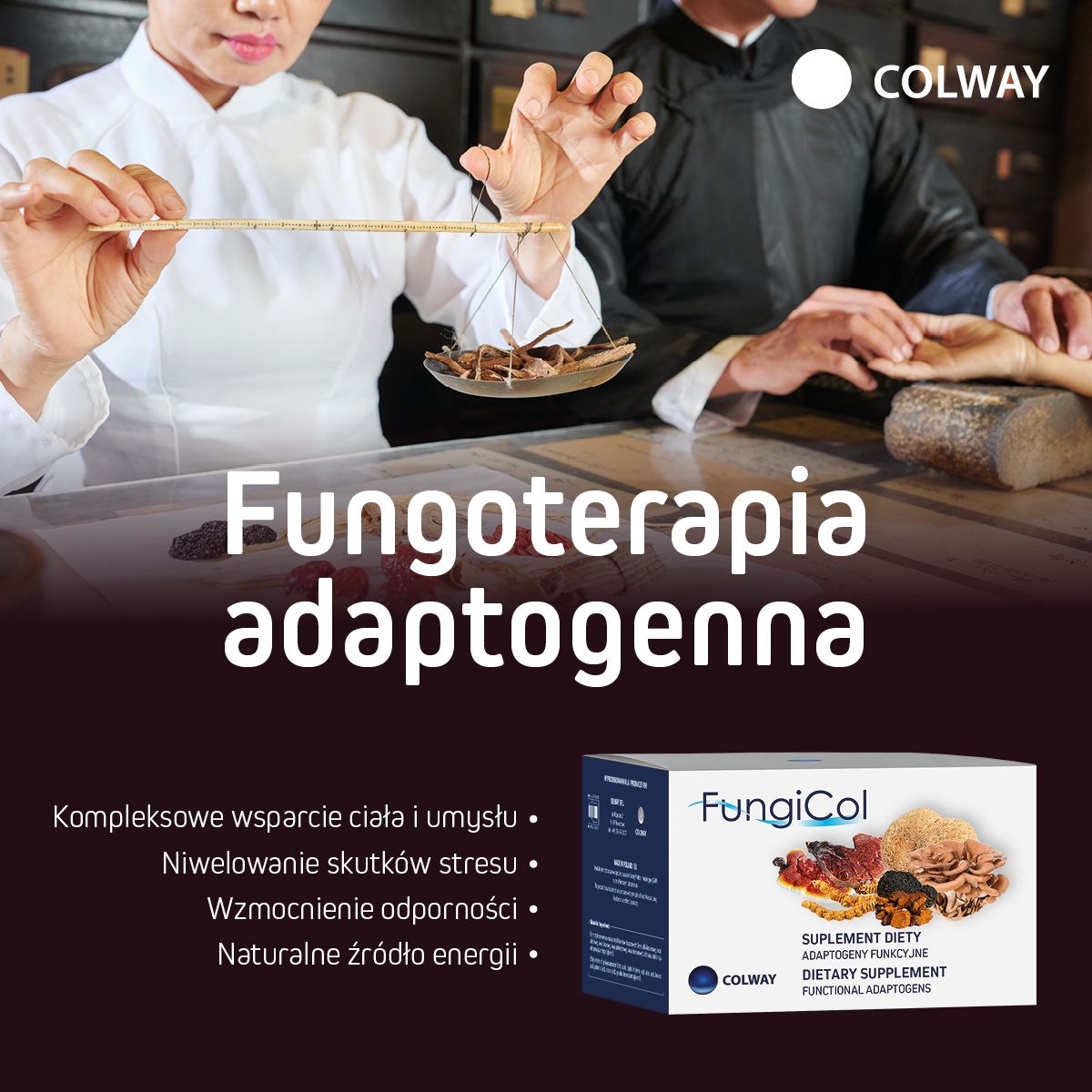 Colway FungiCol Fungoterapia adaptogenna Kordyceps Ganoderma Reishi
